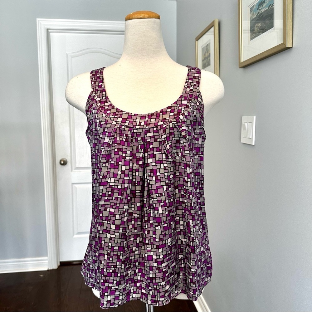 JACOB Printed Satin Sleeveless Blouse - Size S